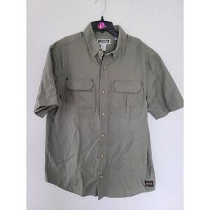 Duluth Trading Co Mens Relaxed Fit Short Sleeve Button Up Shirt Green M #19